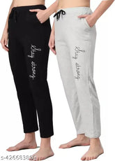 Women's cotton solid straight pyjama with pocket, pack of 2 - ultimate comfort for nightwear and yoga/gym wear