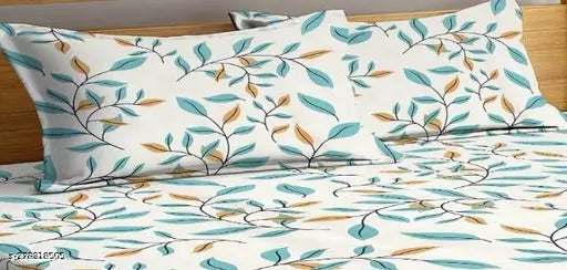 Cream-colored premium cotton elastic fitted double bed sheets, 220TC, with 2 pillow covers for a 78x72+10 inch mattress. Soft comfort and easy care for your cozy bedroom