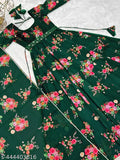 Georgette printed net long-sleeved Vedika gown for women, available in sizes S-XXL