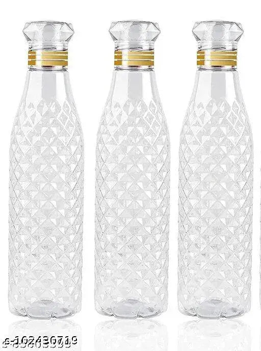Clear, BPA-free diamond water bottles - pack of 3, 105g each. Unbreakable and leakproof design for a stylish hydration solution