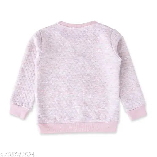 Unisex pink cotton blended sweatshirt, solid color design for babies, 1-6 years old, made in India