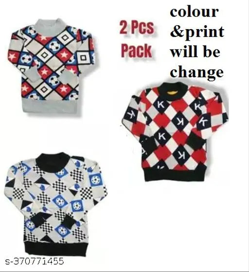 Stylish printed wool sweaters set for kids: long sleeves, multiple sizes (0-1 years)