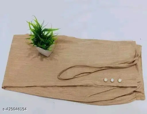 Cotton solid cream pants for women and girls, stylish on mannequin