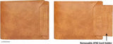 Stylish tan faux leather wallet, 8 card slots, removable slot, durable cloth lining, ideal men's gift. Made in India