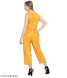 Solid poly crepe sleeveless jumb suit for regular wear, made in India