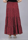 Printed rayon maroon skirt, beautiful and comfortable for women and girls. Size M-XXXL available, made in India