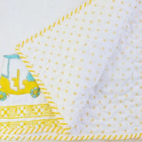 Assorted vibrant Rajasthani block print quilted Mulmul cotton bedcover for kids (45x165 cms), filled with organic surgical cotton, made in India