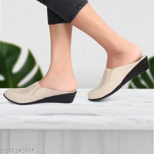Synthetic leather printed bellies for women, open back, casual style shoes - Suproyale from India