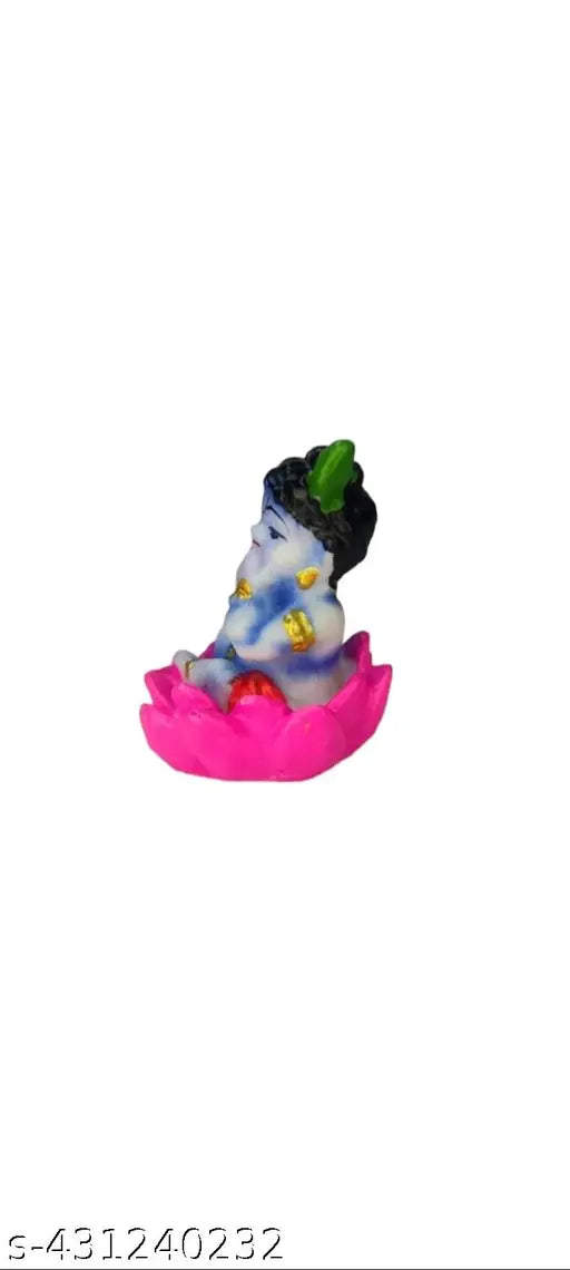 White marble Lord Krishna idol, suitable for car dashboard or home/office temple puja. Ideal for Diwali pujan and gifting purpose