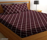 Trendy glace cotton queen bedsheet, pack of 1, with 2 pillow covers, high-quality 144 thread count