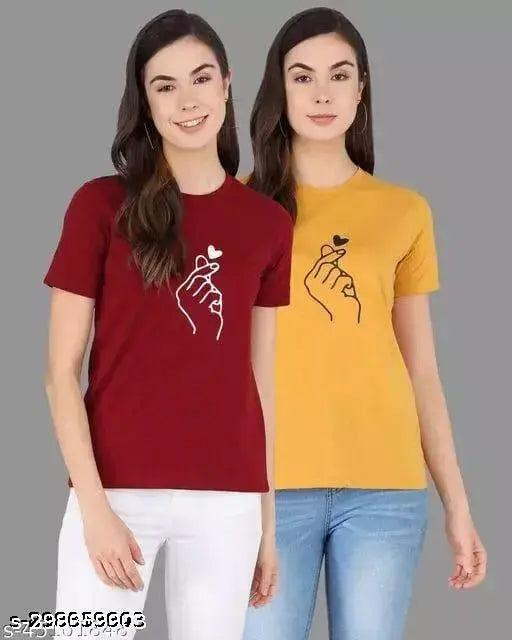 100% cotton ladies printed round neck half sleeves t-shirt pack, easy to wash and wear, ideal for casual occasions