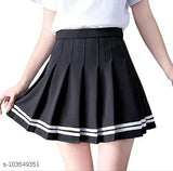 Printed cotton high waist above knee pleated mini skirt with shorts underneath, Indian craftswomanship for women's activewear