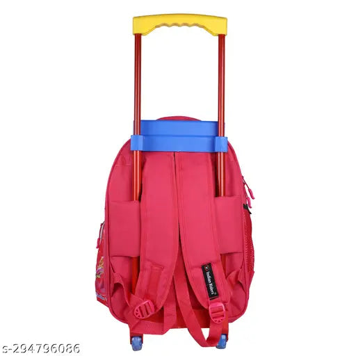 Durable pink polyester Indian Riders school trolley bag, 16 inches x 28 cm x 39 cm, waterproof and multicolor, perfect for kids