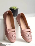 Peach synthetic slip-on ballerinas, women's flat shoes in various sizes (IND-4 to IND-8), made in India