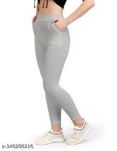 Cotton blend solid net unique women's jeggings, stylish fit for free size or 28-34 waist and 35-inch length