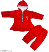 Wool winter wear frock suit for girls, solid color long sleeves, 3-6 months or 6-12 months