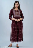 Rayon three-quarter sleeve printed Naira cut kurti, vibrant Indian fashion