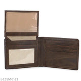 Brown artificial leather bi-fold wallet, premium quality craftsmanship, 2 compartments, free size (10cm x 5cm), aged character