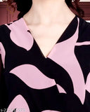 Georgette printed women's jumpsuit, cotton blend fabric, long sleeves, floral design, multiple sizes available