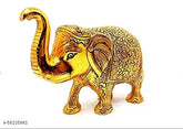 Metal gold-plated 5-inch elephant showpiece - Indian decor for homes or offices, symbolizing power and affluence, great gift idea
