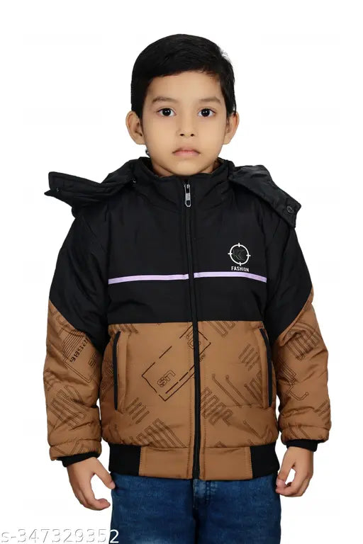 Polyester, colorblocked kids' hoodie jacket. Three-four to five-six years sizes, India origin