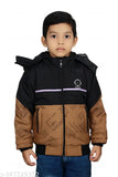 Polyester, colorblocked kids' hoodie jacket. Three-four to five-six years sizes, India origin