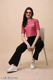 Pink lycra short-sleeve top with printed net pattern, "YOU ME PINK" design, from India