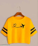 Trendy cotton blend short sleeve women's t-shirt with printed net pattern, vibrant and stylish