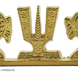Brass gold-plated Shankh Chakra Namah showpiece - Indian handcrafted God idol, 10cmL x 4.5cmH x 1.5cmW