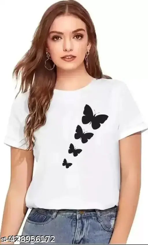Cotton printed half sleeve t-shirt for women & girls, stylish trendy design in multiple sizes from RCS (India)