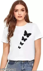 Cotton printed half sleeve t-shirt for women & girls, stylish trendy design in multiple sizes from RCS (India)