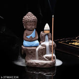 Artfully crafted resin Buddha backflow smoke fountain with 101 cone incense, India-made decorative item for special occasions