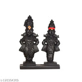 Clear Cast Fibre/Marble Powder poly resin figurine of Vithal Rukmini Murti, ideal for car dashboards and home temple decor. Made in India