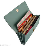 Black faux leather ALSU Women's Hand Clutch Wallet Purse, 4 card slots & phone pocket. Durable buttery smooth synthetic leather with 3 zip pockets. Premium looking clutch for various occasions. Made in India (9" x 4")