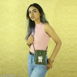 PU sling bag, solid net pattern, free size for girls & women. Quality bag from India