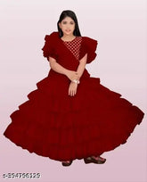 Printed net fifteen creation kids gown, short sleeves for girls formal wear, size 5-16, Indian origin