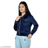 Velvet winter chain jacket sweatshirt with hood, self-design pattern, long sleeves for 8-9 years to 12-13 years (India origin)