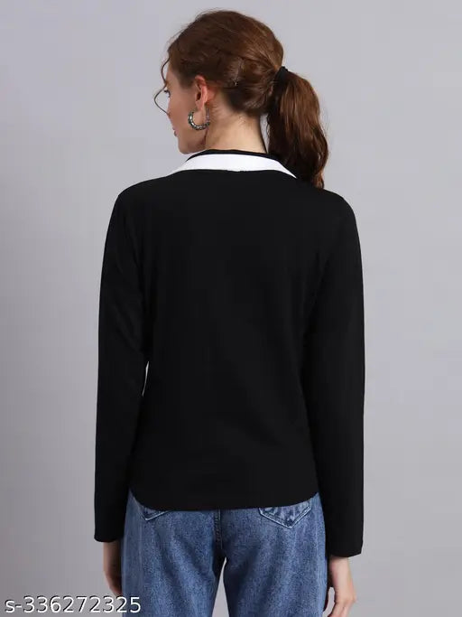 Black cotton long sleeved THE DRY STATE women's solid t-shirt, classic wardrobe essential