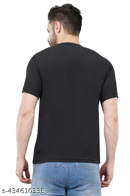 FAIZEE trendy, fashionable men's grey polycotton round neck t-shirt with printed design, size M (38in chest, 25in length)