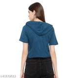 Deepmayra women's cotton half-sleeve T-shirt combo (hoodie) - summer wear for women, solid pattern, regular fit