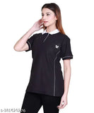Unique Style solid cotton short sleeve women's t-shirt, elevate everyday elegance for office wear, made in India