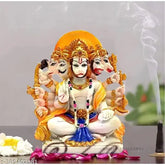 Multicolor Polyresin Panchmukhi Hanuman Murti statue for home or office pooja idol (6 inch), Indian handcrafted gift showpiece on display shelf