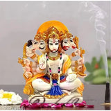 Multicolor polyresin Panchmukhi Hanuman statue, 6-inch home pooja idol for office, intricately crafted Indian artifact