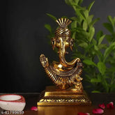 Metal modern Pagdi Ganesha home decor, 15cm tall Indian Ganesh idol