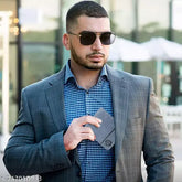 Stylish blue faux leather wallet by Fashion Zone for men, featuring 3 credit card slots, 2 secret compartments, 2 currency slots, and a coin pocket