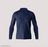 Blue polo collar cricket t-shirt for men, dri-fit polyester with long sleeves and printed check pattern