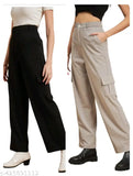Cotton blend cargo pants combo pack, solid or checked style in sizes S-XL for versatile casual and formal wear