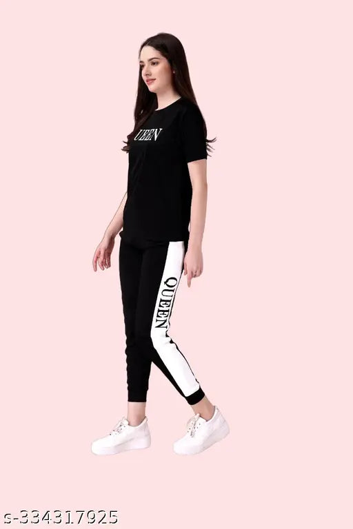 Striped cotton blend activewear tracksuit, women's summer yogawear in trending print design, India origin