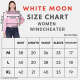 White moon women's cropped nylon windcheater jacket with full sleeves, printed net pattern. Soft, lightweight, and breathable winter apparel