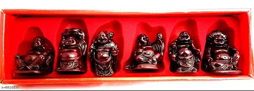 Cherry polyresin laughing Buddha figurines for car dashboard, essential automobile showpiece set of 6 pieces